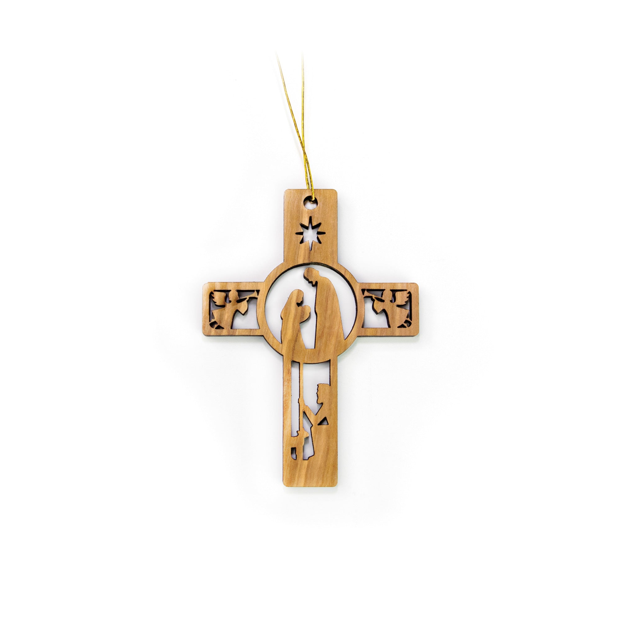 2D Christmas Cross Nativity with Shepherd and Angels