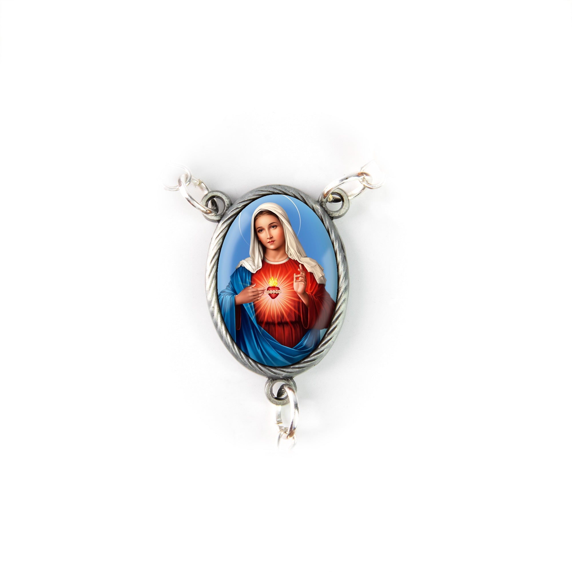 Mother of Pearl Catholic Rosary, Immaculate Heart Medal