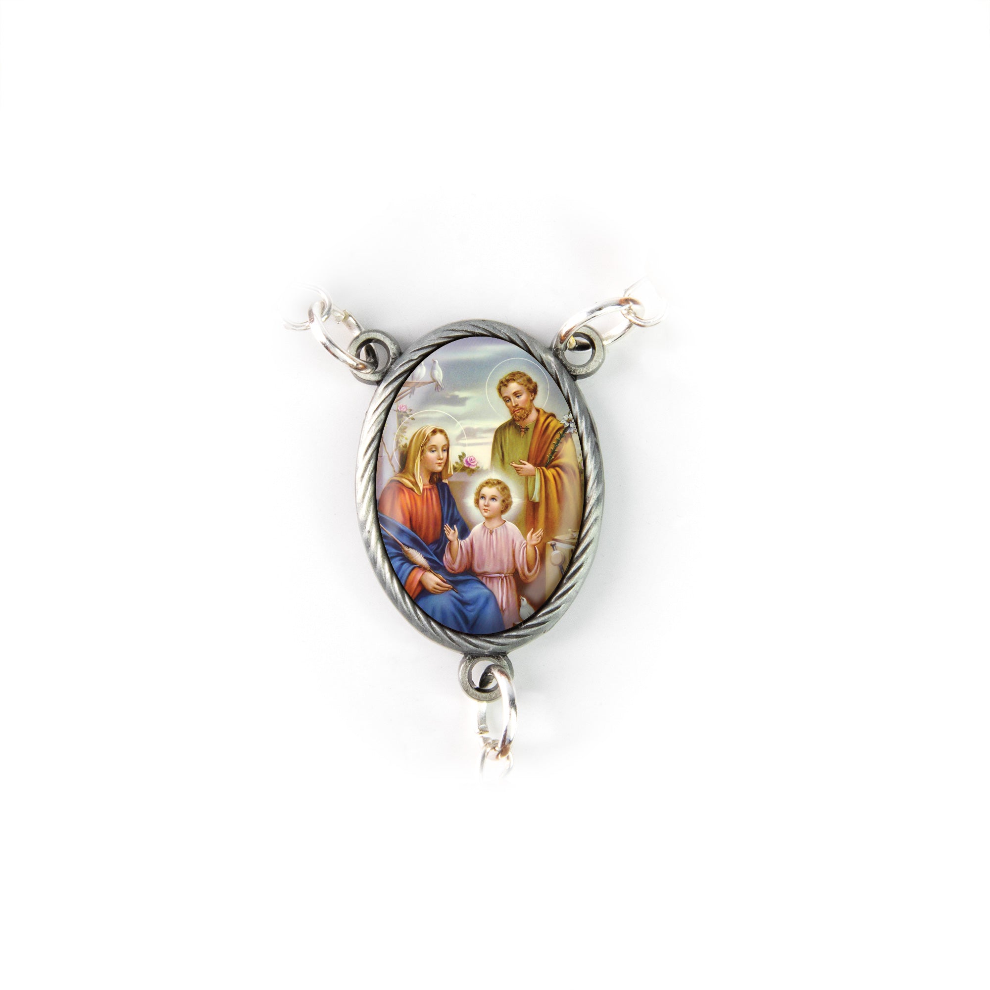 Mother of Pearl Catholic Rosary, Holy Family (Outside) Medal