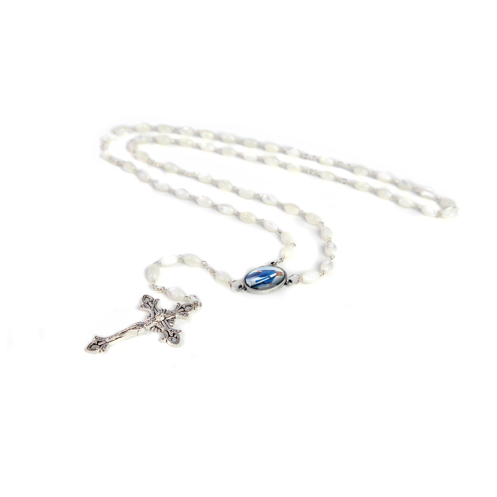 Mother of Pearl Catholic Rosary, Our Lady of Grace Medal