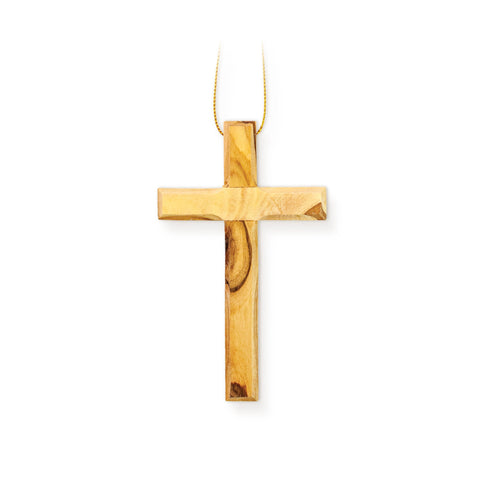 Simple Olive Wood Cross Ornament