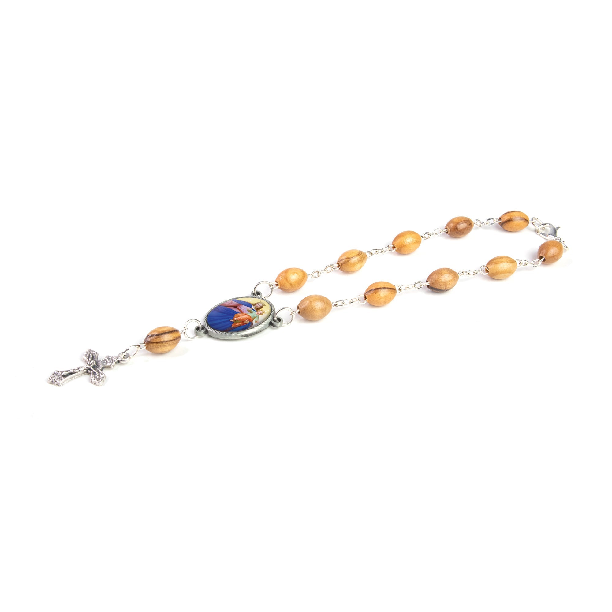 Virgin Mary Help of Christians, Holy Land Olive Wood Pocket Auto Rosary, Made in Bethlehem