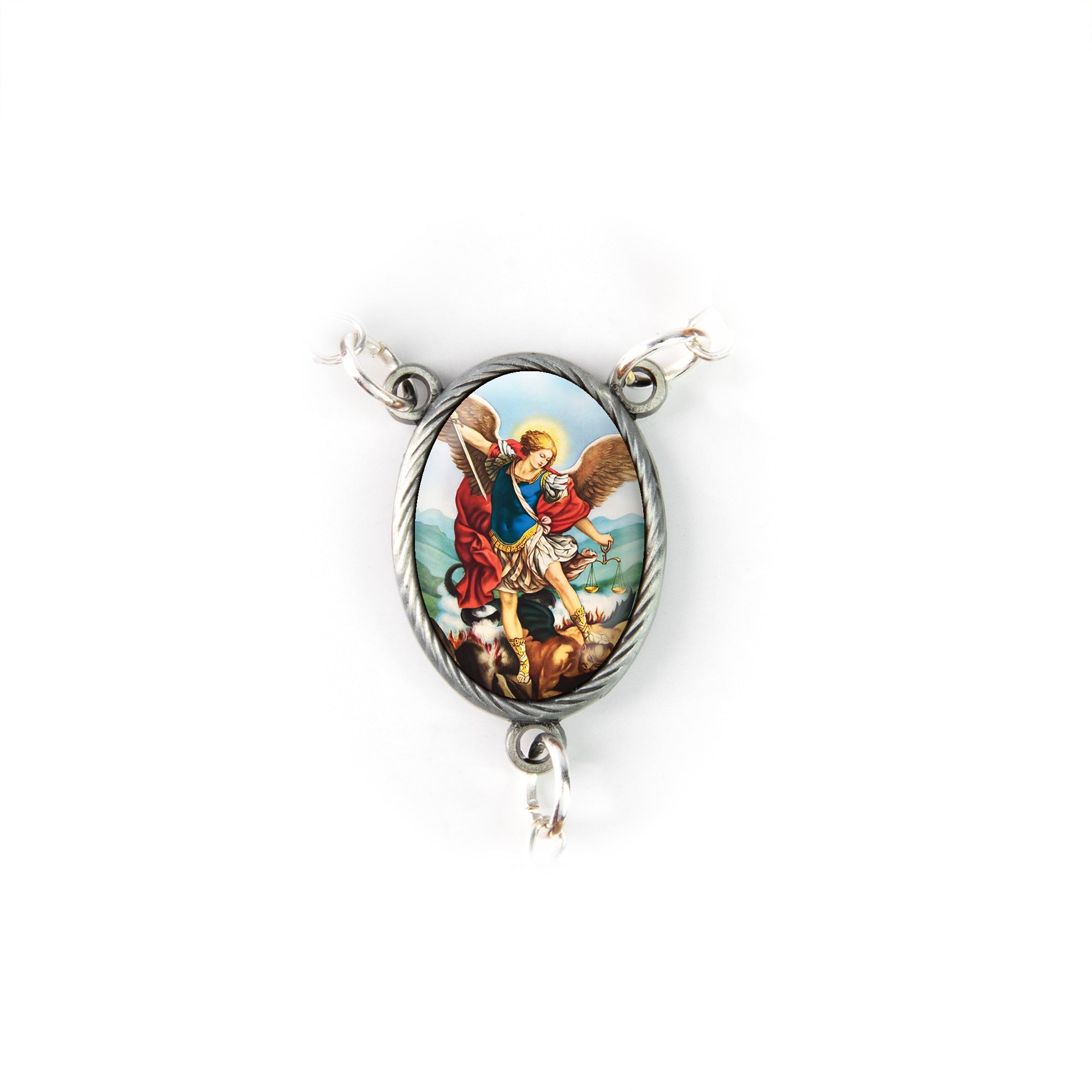 Saint Michael, Holy Land Olive Wood Pocket Auto Rosary, Made in Bethlehem