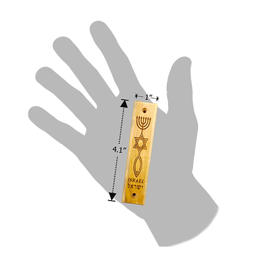 Messianic Symbol, Israel Olive Wood Mezuzah