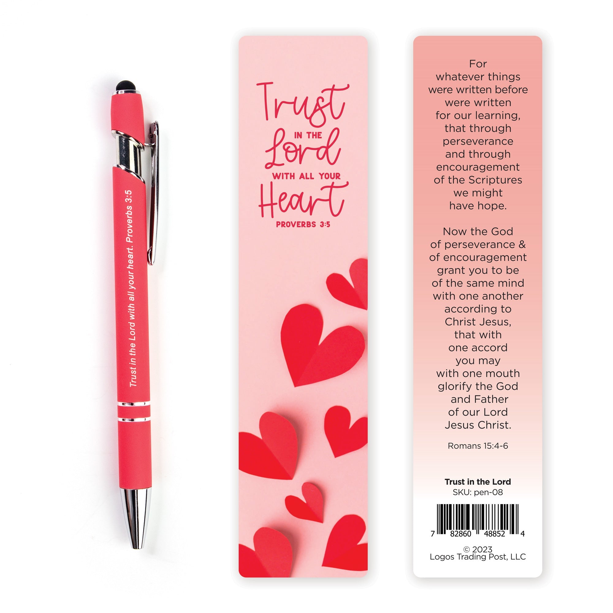 Trust in the Lord Scripture Pen with Stylus and Bookmark – Red