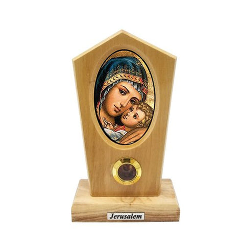 Madonna & Child Olive Wood Icon Plaque