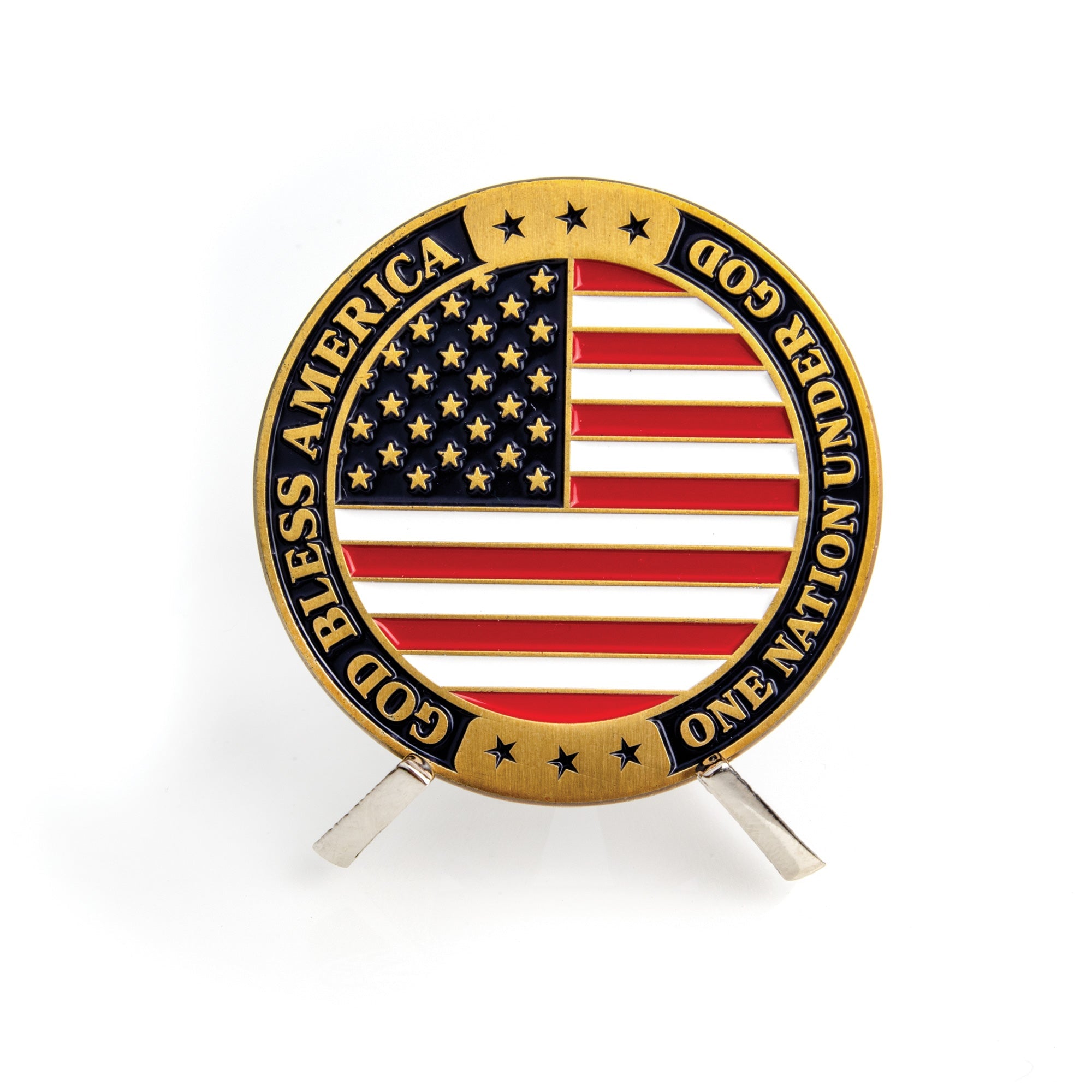 Angled Display Stand for Challenge Coins - Silver