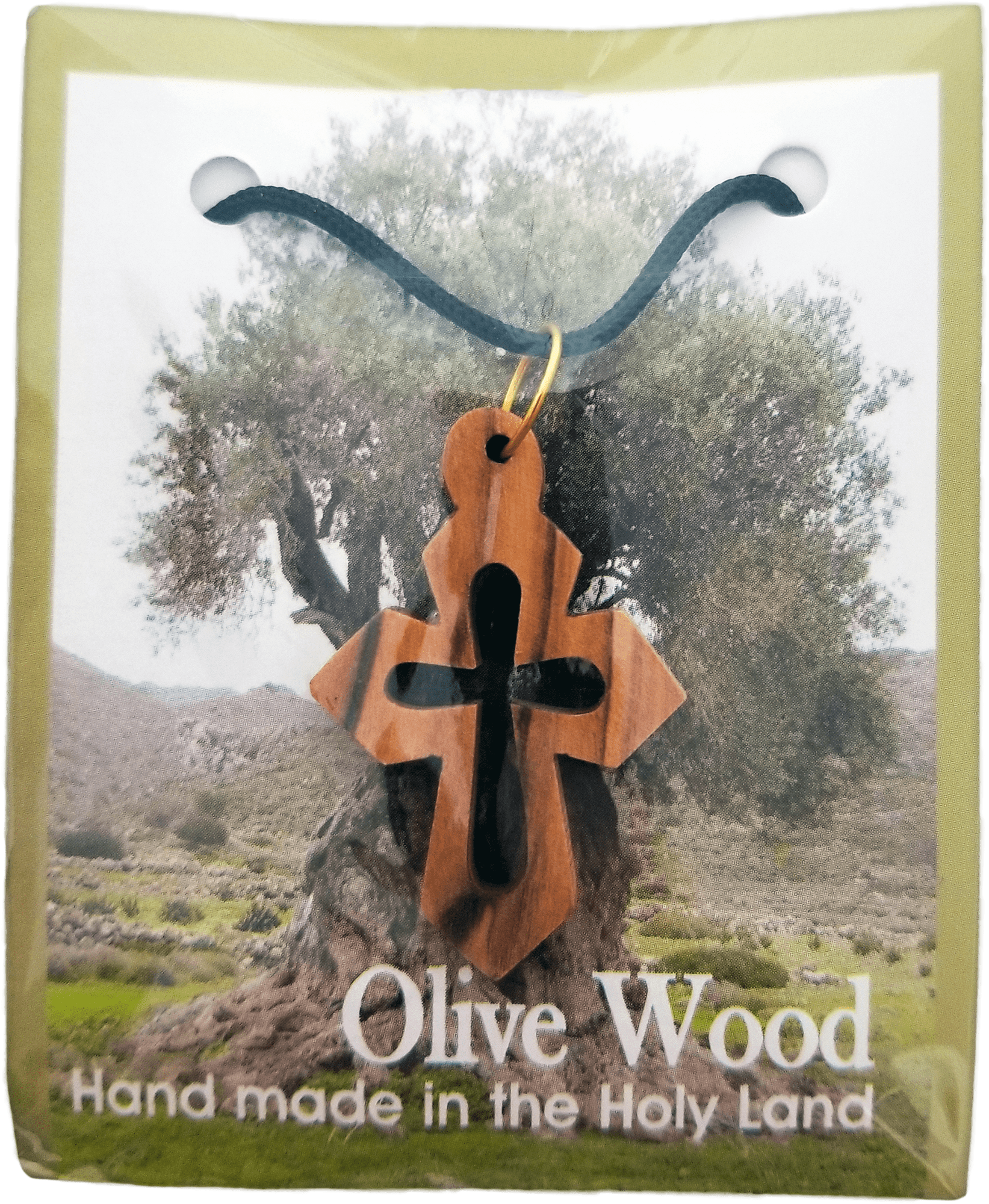 Olive Wood Cross Cutout Necklace with Pointed Edges