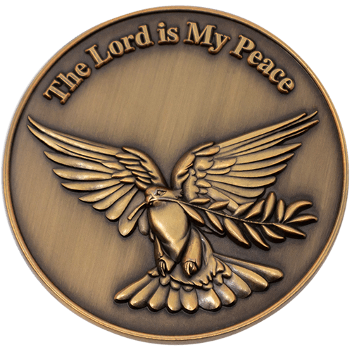 The Lord is my Peace Antique Gold Plated Christian Coin with Dove and Olive Branch  - John 14:27