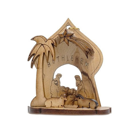 Dome Nativity Scene, Olive Wood Manger Grotto