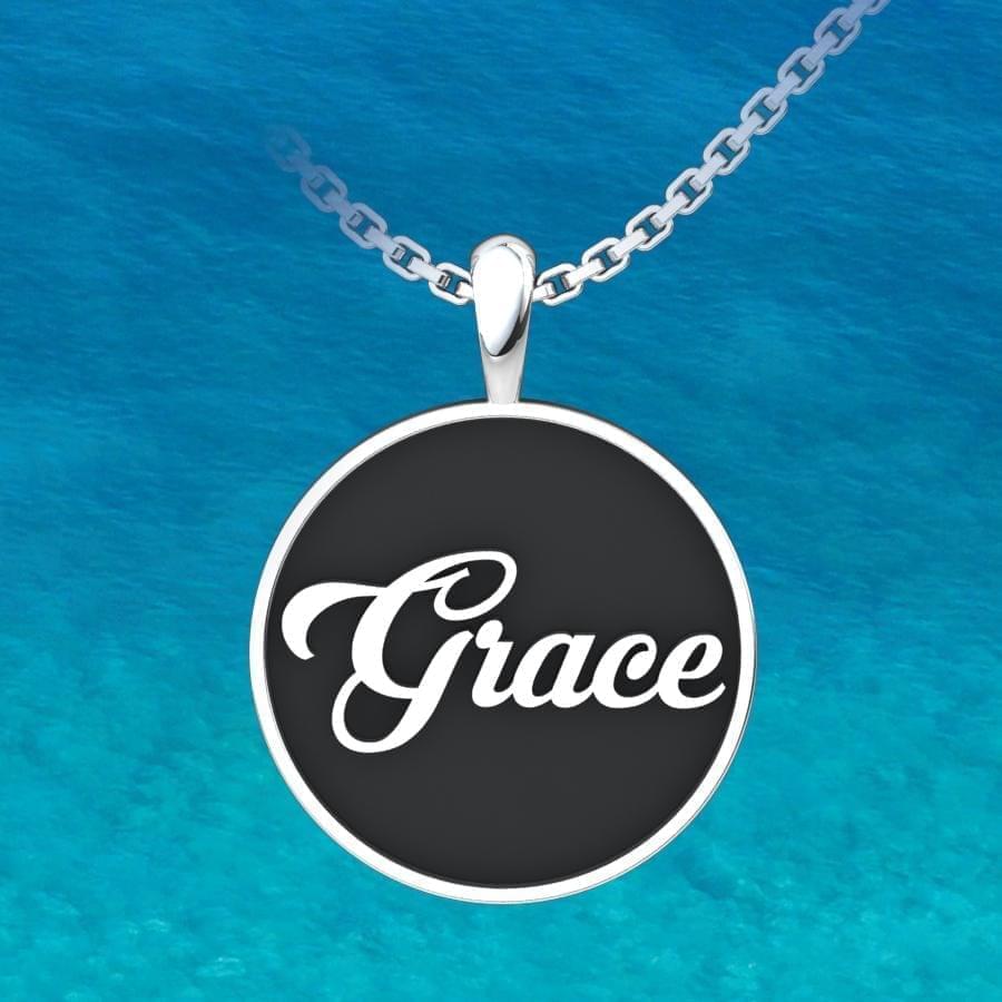 Grace Sterling Silver Pendant with a deep blue sea background