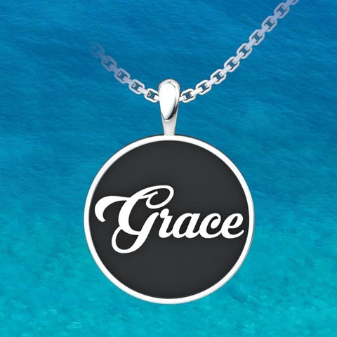 Grace Sterling Silver Pendant with a deep blue sea background