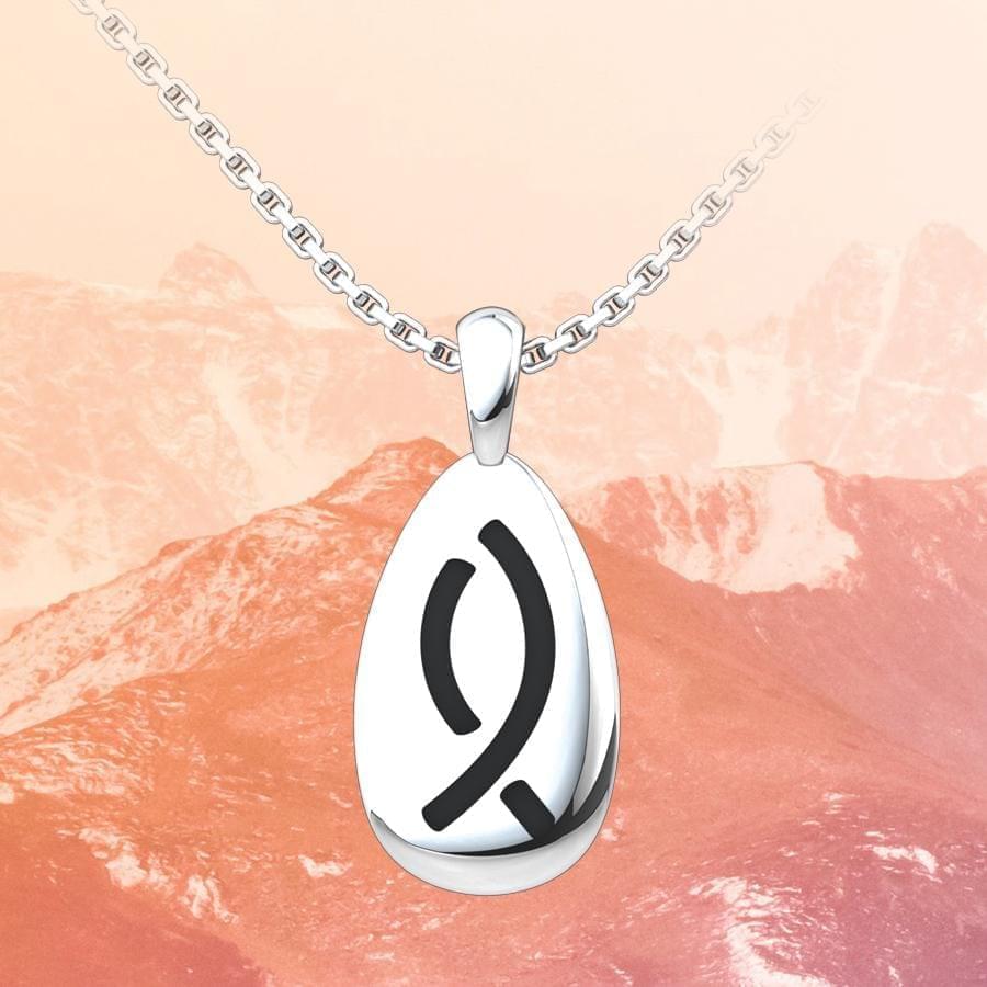 Fisher Sterling Silver Pendant on 18 inch chain with orange mountain background