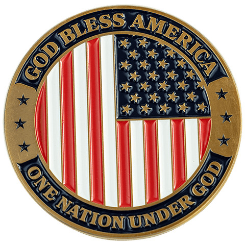 God Bless America Christian Religious Antique Gold Plated Coin