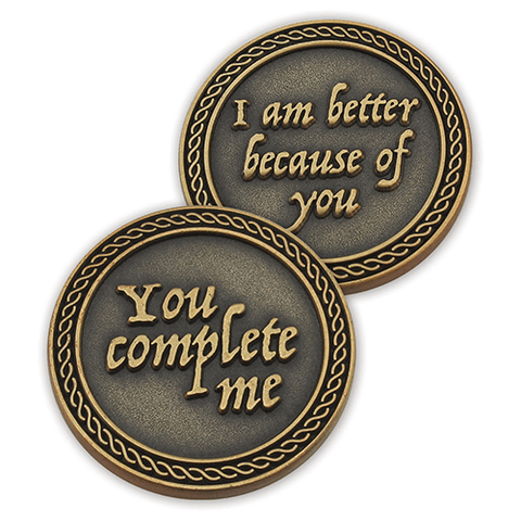 You Complete Me Romantic Love Expression Antique Gold Plated Coin