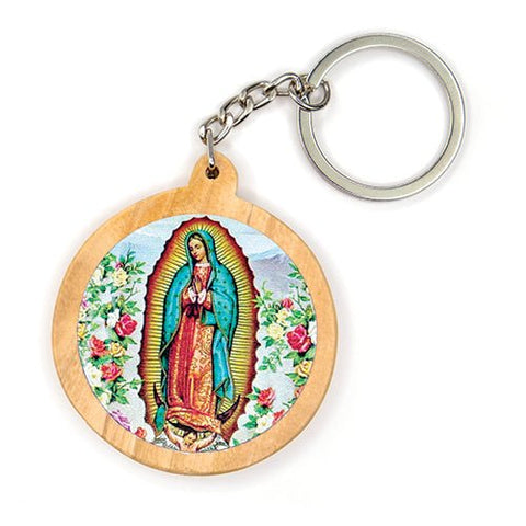 Our Lady of Guadalupe, Olive Wood Catholic Keychain