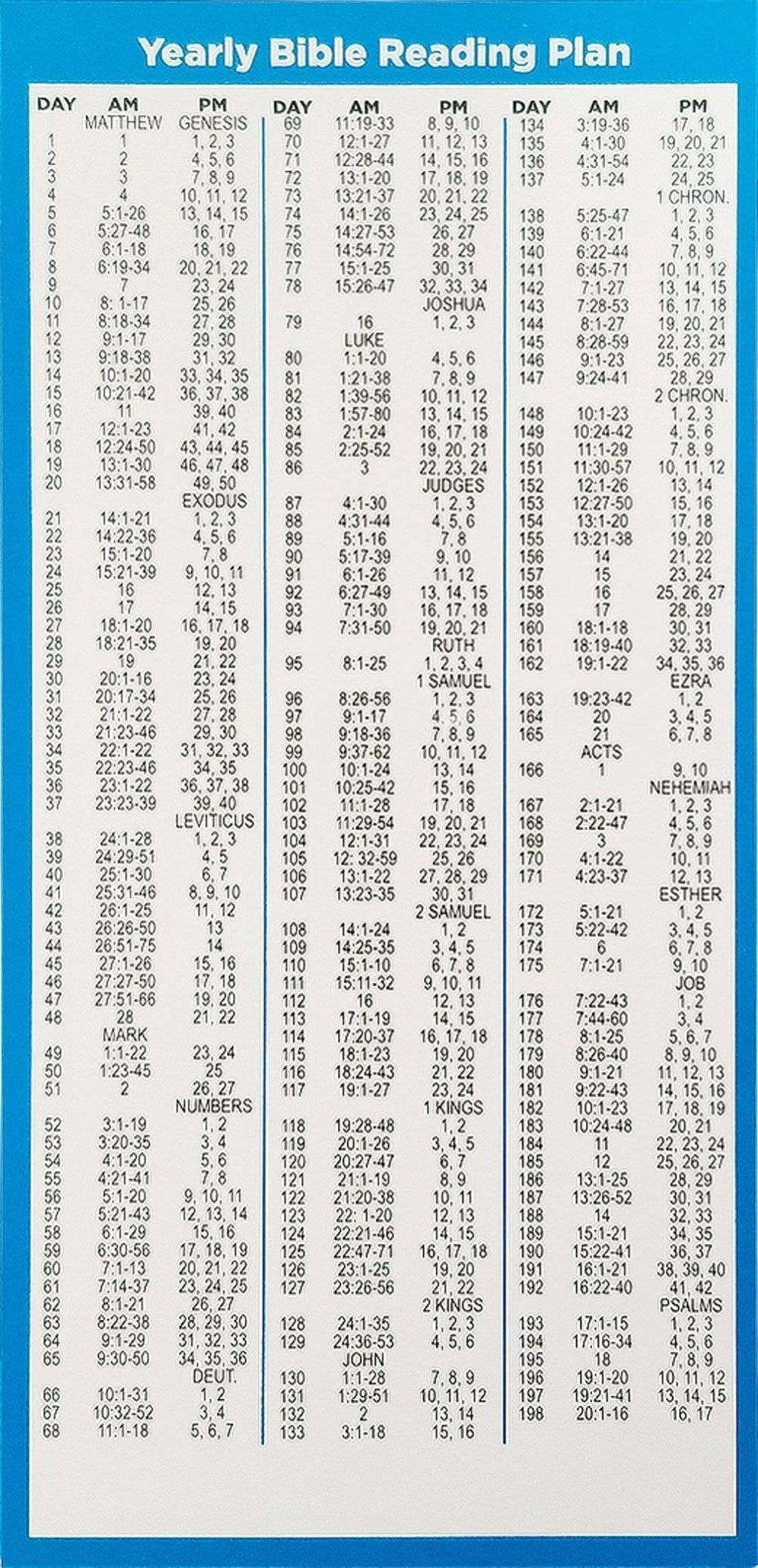 One Year Bible Reading Plan Card - 6 Different Quantities