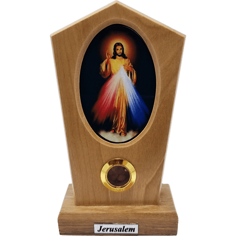 Jesus Divine Mercy Icon Olive Wood Stand