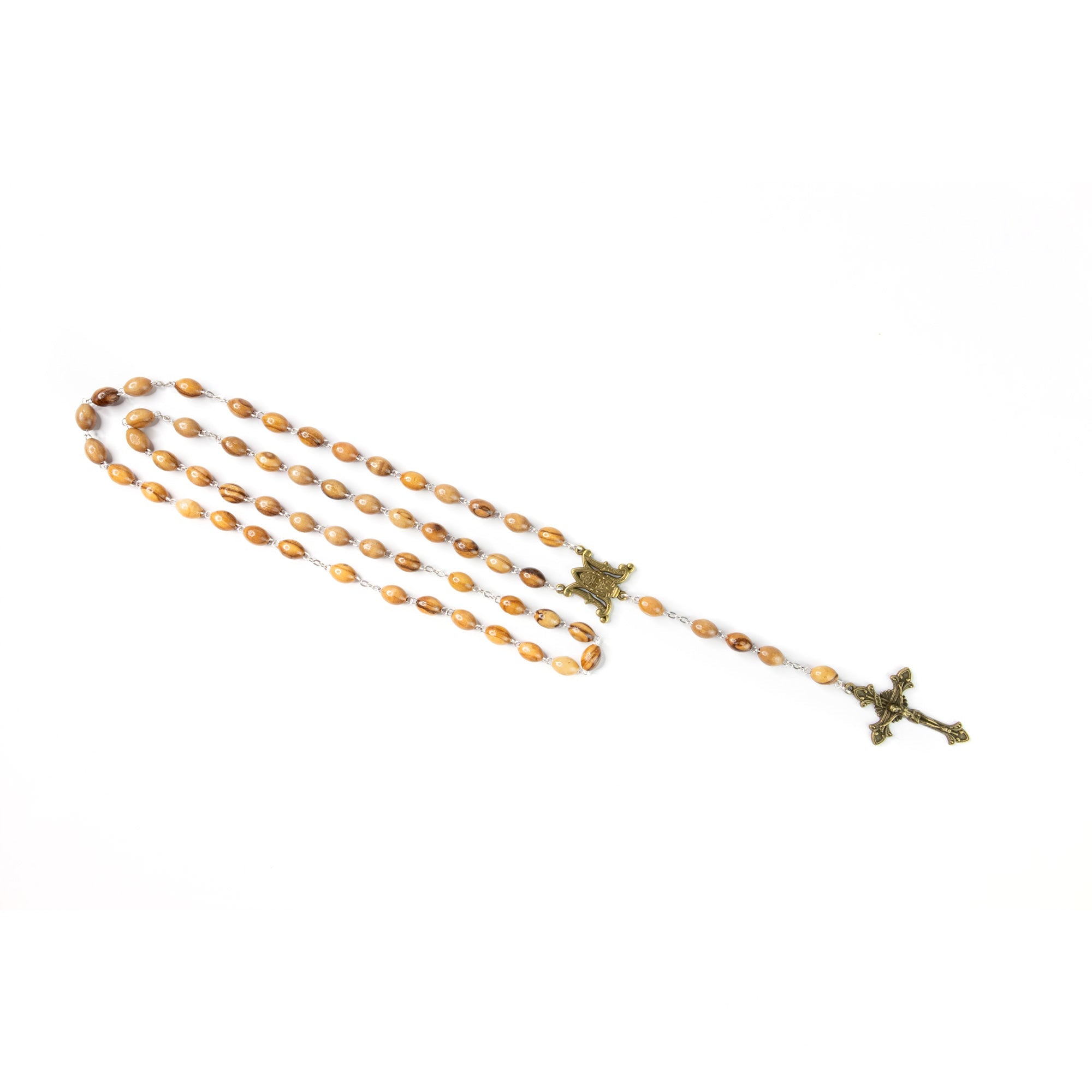 Miraculous Medal Olive Wood Rosary - Bronze