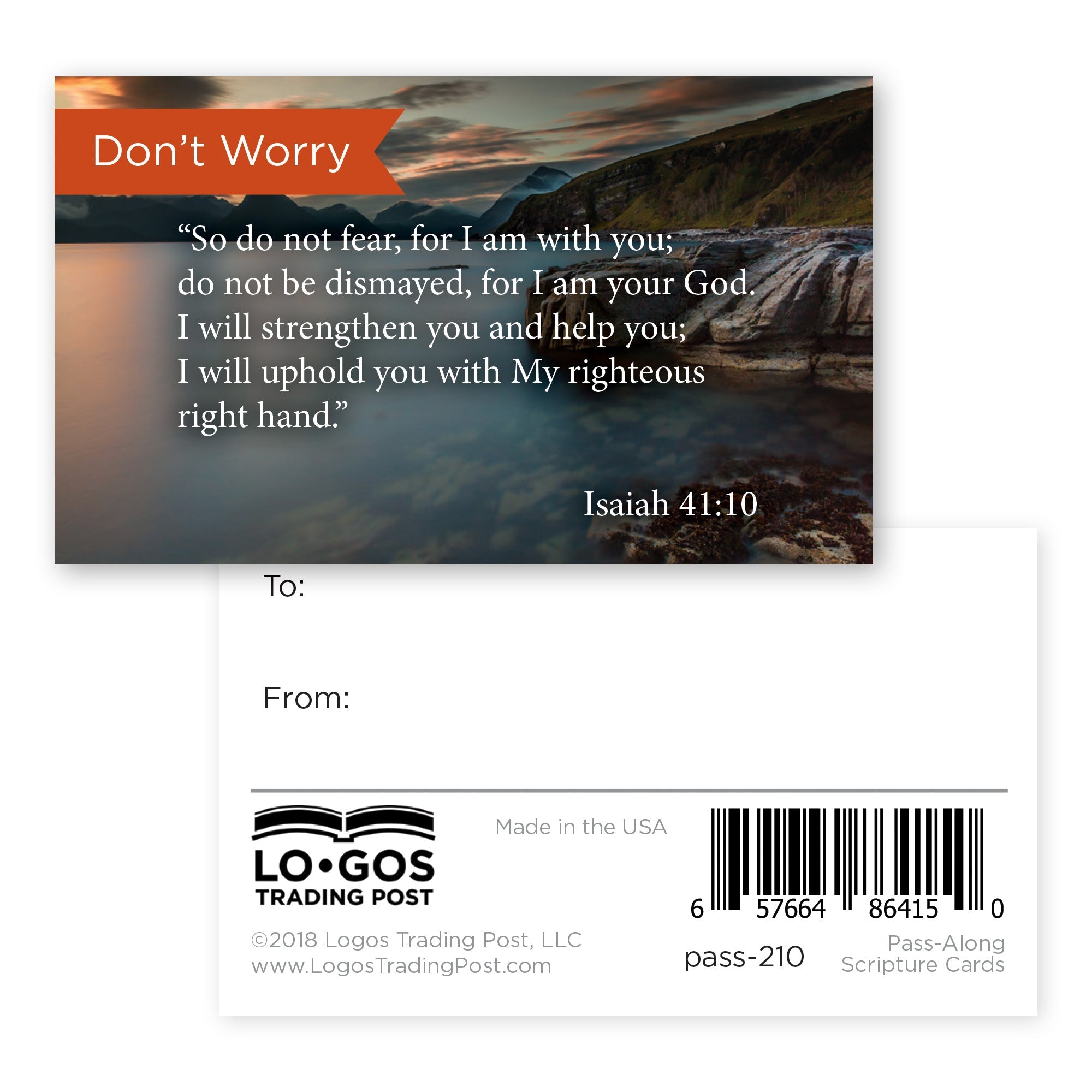 Don't Worry, Isaiah 41:10, Pass Along Scripture Cards, Pack 25