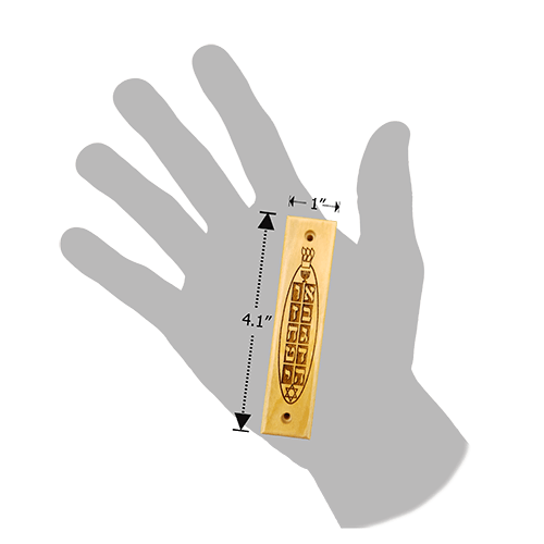 Ten Commandments, Menorah and Star of David Olive Wood Mezuzah