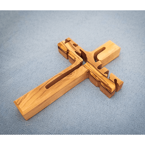 Olive Wood Wall Cross Jesus Cut Out (S)
