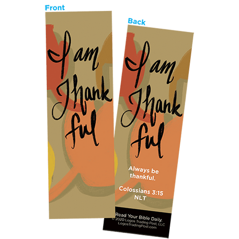 Children and Youth Bookmark, Thanksgiving, I Am Thankful, Colossians 3:15, Pack of 25, Handouts for Classroom, Sunday School, and Bible Study