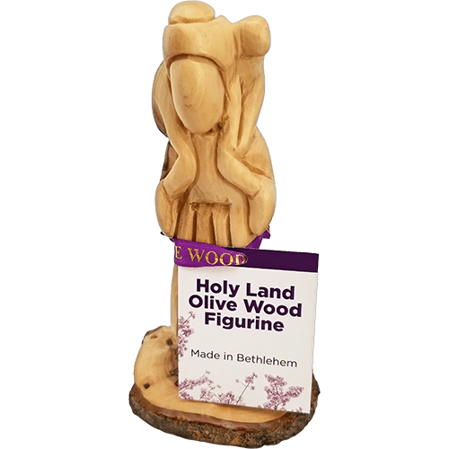 Holy Land Olive Wood Statue - Shepherd Boy King David with purple tag