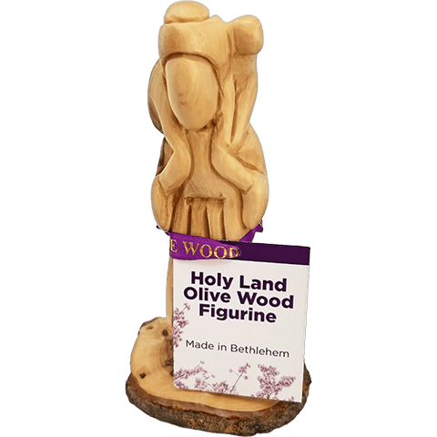 Holy Land Olive Wood Statue - Shepherd Boy King David with purple tag