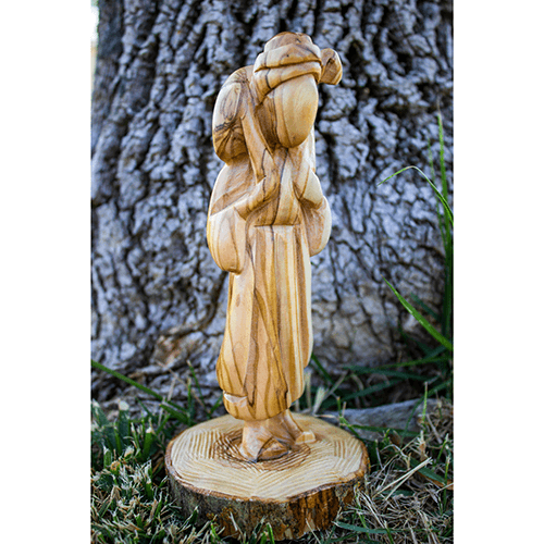 Holy Land Olive Wood Statue - Shepherd Boy King David outside