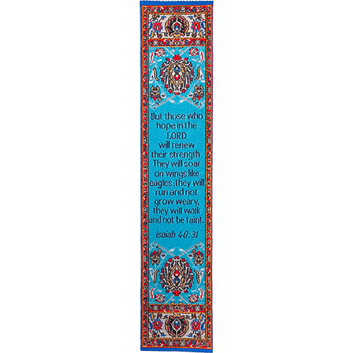 Wings Like Eagles, Bulk Pack of 4 Woven Fabric Bible Verse Bookmarks, Silky Soft & Flexible Religious Bookmarkers for Novels Books & Bibles, Memory Verse Gift, Traditional Turkish Woven Design