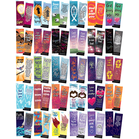 120 Assorted Children and Youth Bible Verse Bookmarks Box Set - 60 Individual Designs, 2 of Each Design