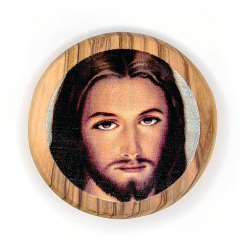 Divine Mercy of Jesus (Portrait) Olive Wood Icon Magnet