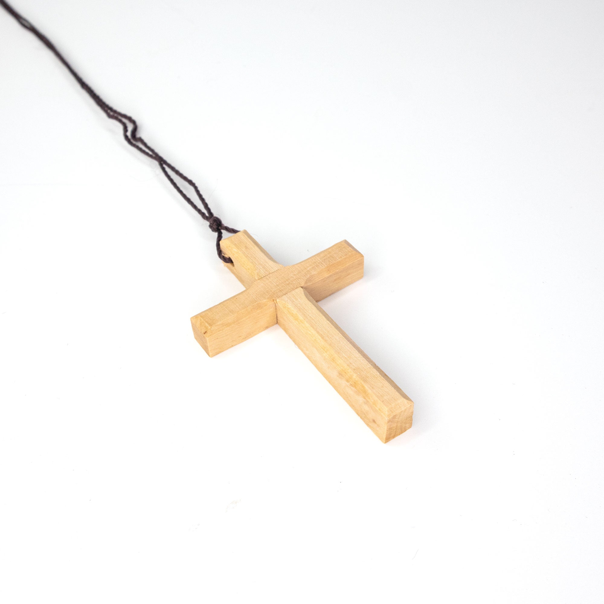 Olive Wood Cross Pendant Necklace for Men & Women