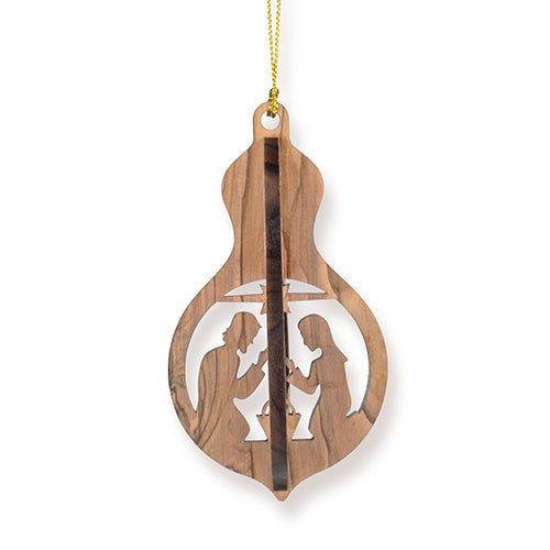 Nativity, Star & Shepherd, 3D Olive Wood Christmas Ornament