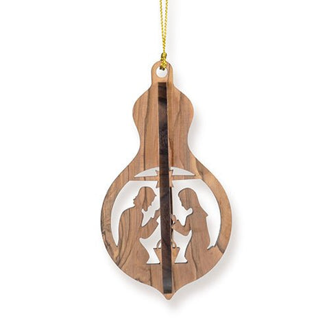 Nativity, Star & Shepherd, 3D Olive Wood Christmas Ornament