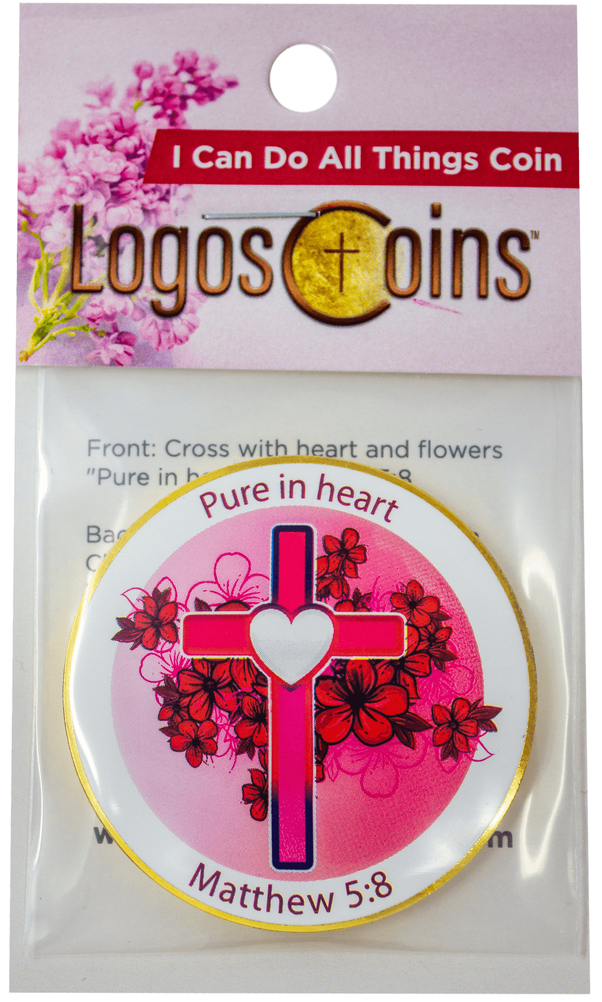 "Pure in Heart" Gold Plated Challenge Coin -  Philippians 4:13