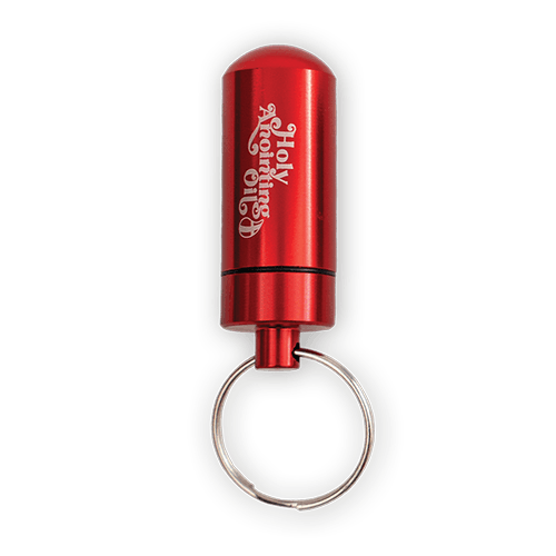 anointing oil container keychain, red