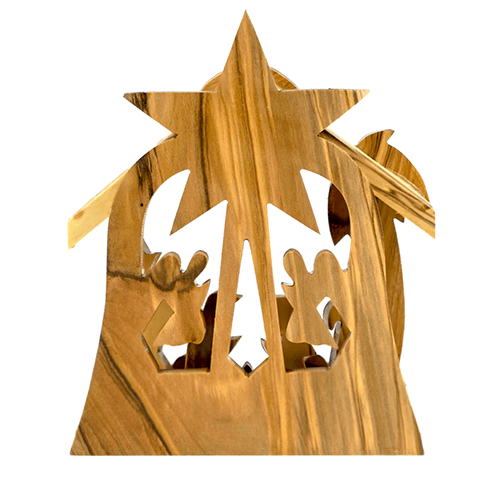 Olive Wood 3D Nativity Scene Grotto Ornament - Large