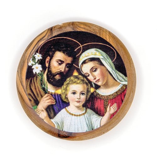 Holy Family (Dark) Olive Wood Icon Magnet