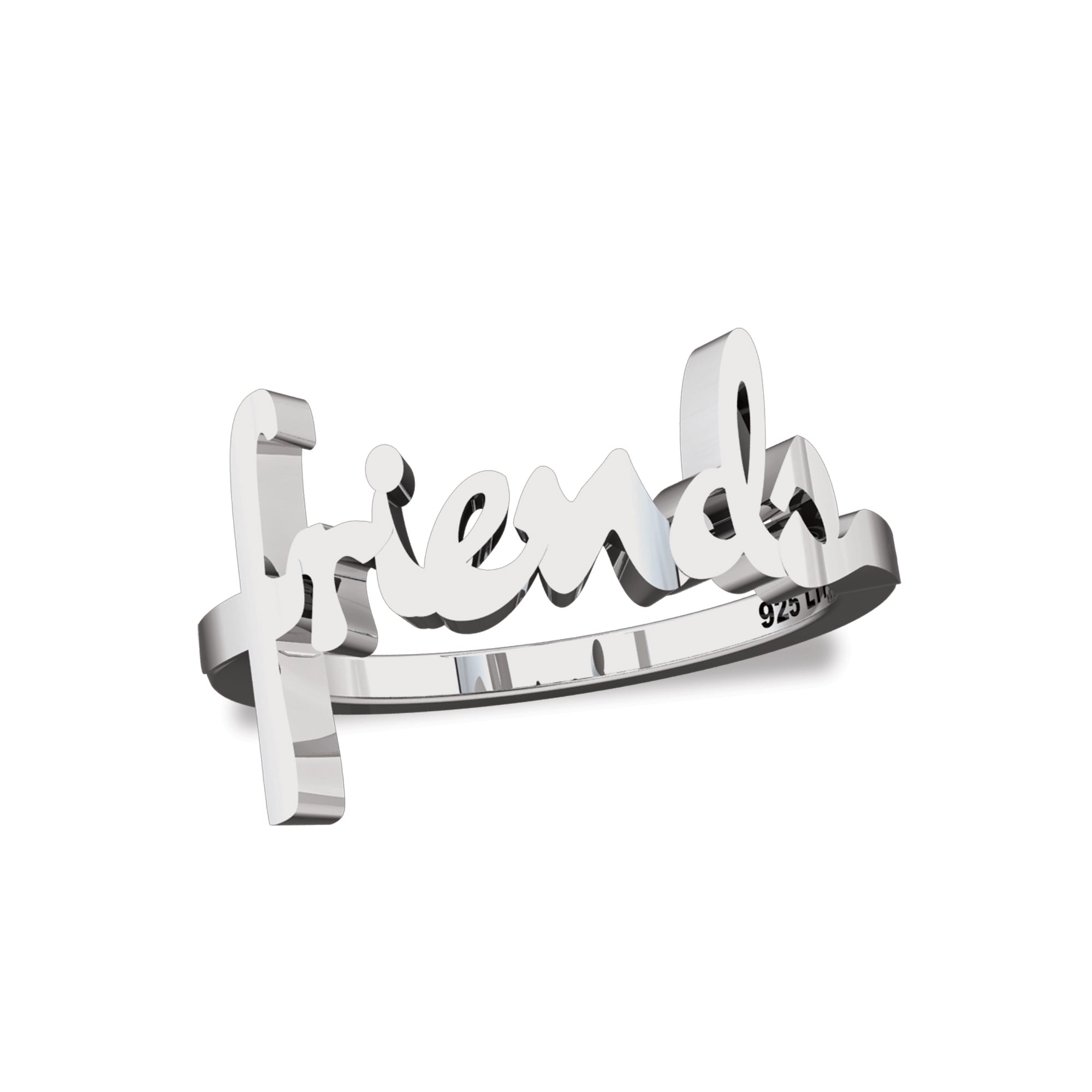 Friends Sterling Silver Script Cross Ring, Words of Life Collection