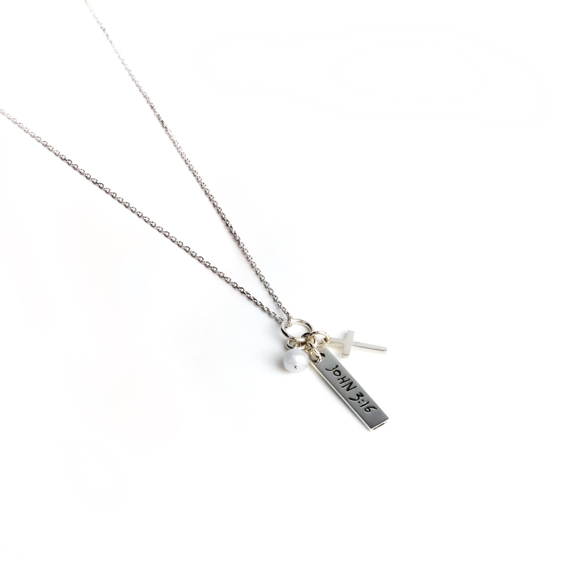 God So Loved, Sterling Silver Scripture Cross Necklace