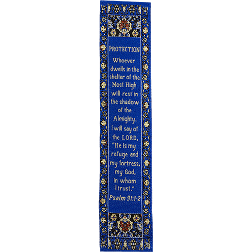Divine Protection, Woven Fabric Christian Bookmark,  Silky Soft Psalm 91:1-2 Bookmarker for Novels Books and Bibles, Traditional Turkish Woven Design, Flexible Memory Verse Bookmark Gift