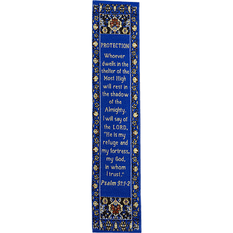 Divine Protection, Woven Fabric Christian Bookmark,  Silky Soft Psalm 91:1-2 Bookmarker for Novels Books and Bibles, Traditional Turkish Woven Design, Flexible Memory Verse Bookmark Gift