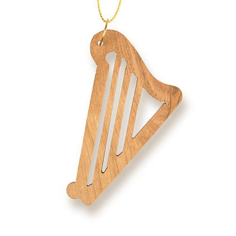 Harp Christmas Ornament, Holy Land Olive Wood