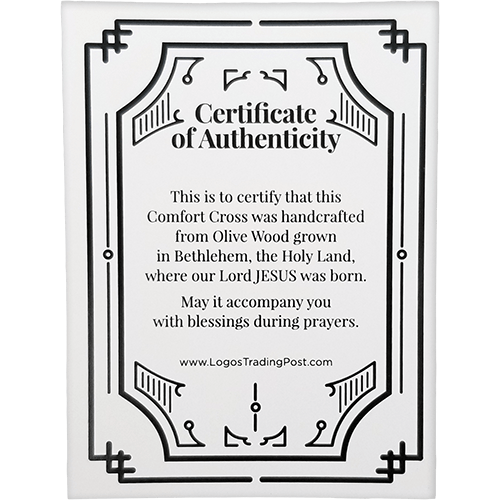 Deluxe Handheld Prayer Comfort Cross (M) in Red Velvet Certificate of Authenticity