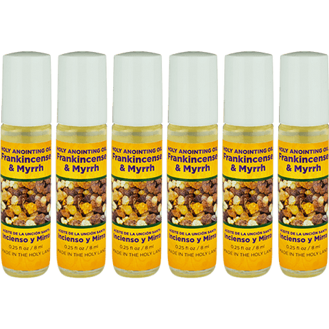 All 6 bottles of frankincense & myrrh anointing oil from the holy land of Israel