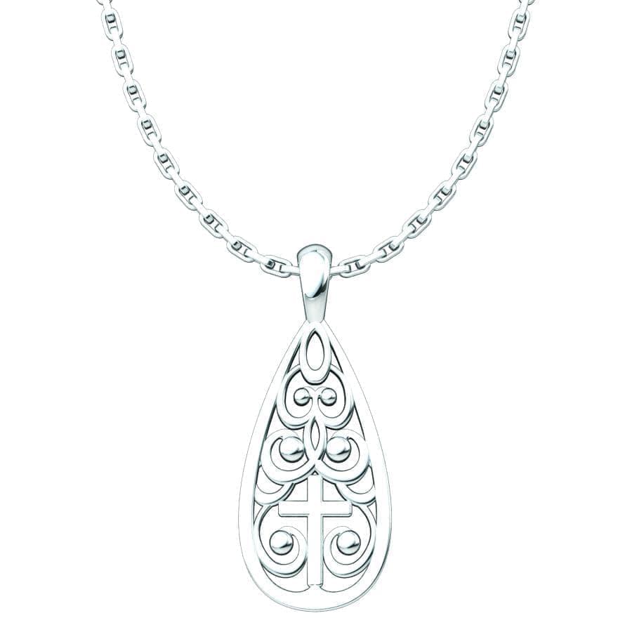 Tear Drop Cross Sterling Silver Pendant