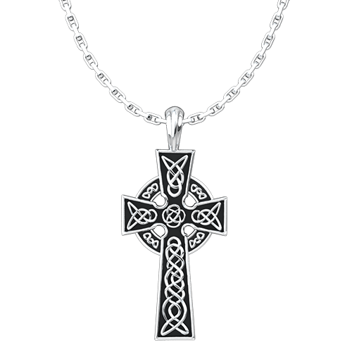 Celtic Cross Sterling Silver Pendant - 18 Inch Chain