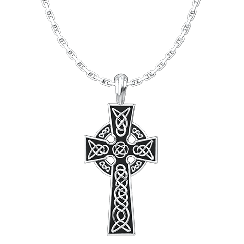 Celtic Cross Sterling Silver Pendant - 18 Inch Chain